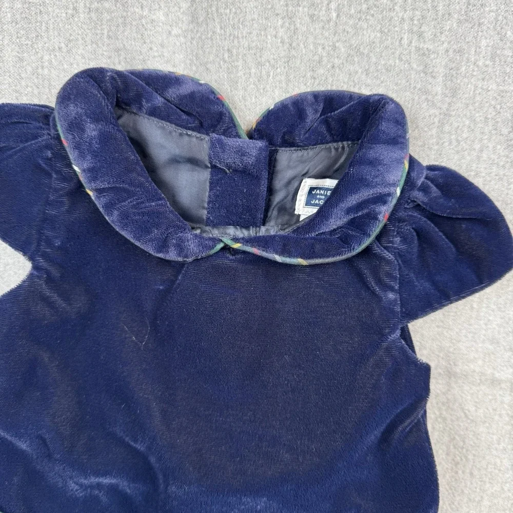 NWT Janie and Jack Dress Size 0 To 3 Months Holiday Outfit Velvet Blue